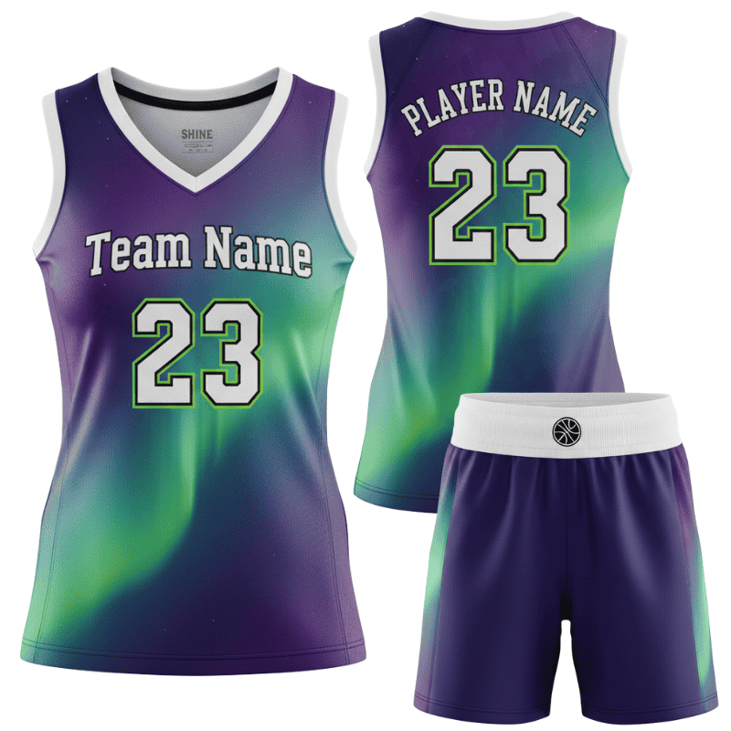custom aurora gradient women basketball jersey