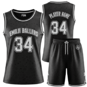 custom emoji youth black basketball uniform set