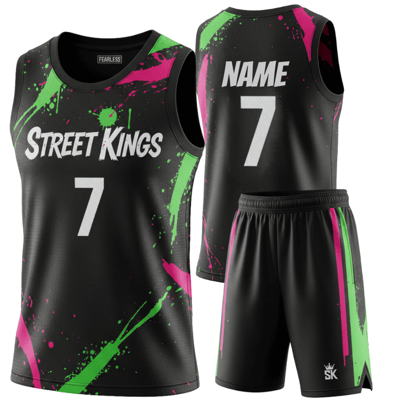 custom graffiti basketball jersey & shorts for youth