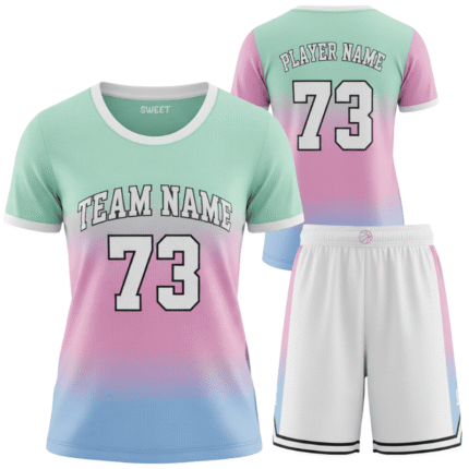 custom pastel youth basketball jersey & shorts set